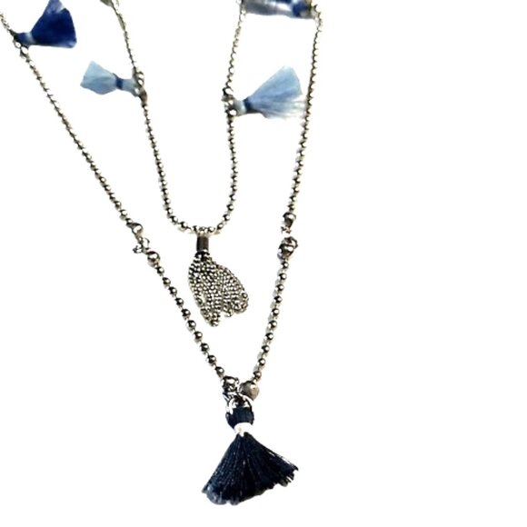 LOFT Long Tassel Necklace Silver Ball Chain 36 inches NWOT - Picture 3 of 16